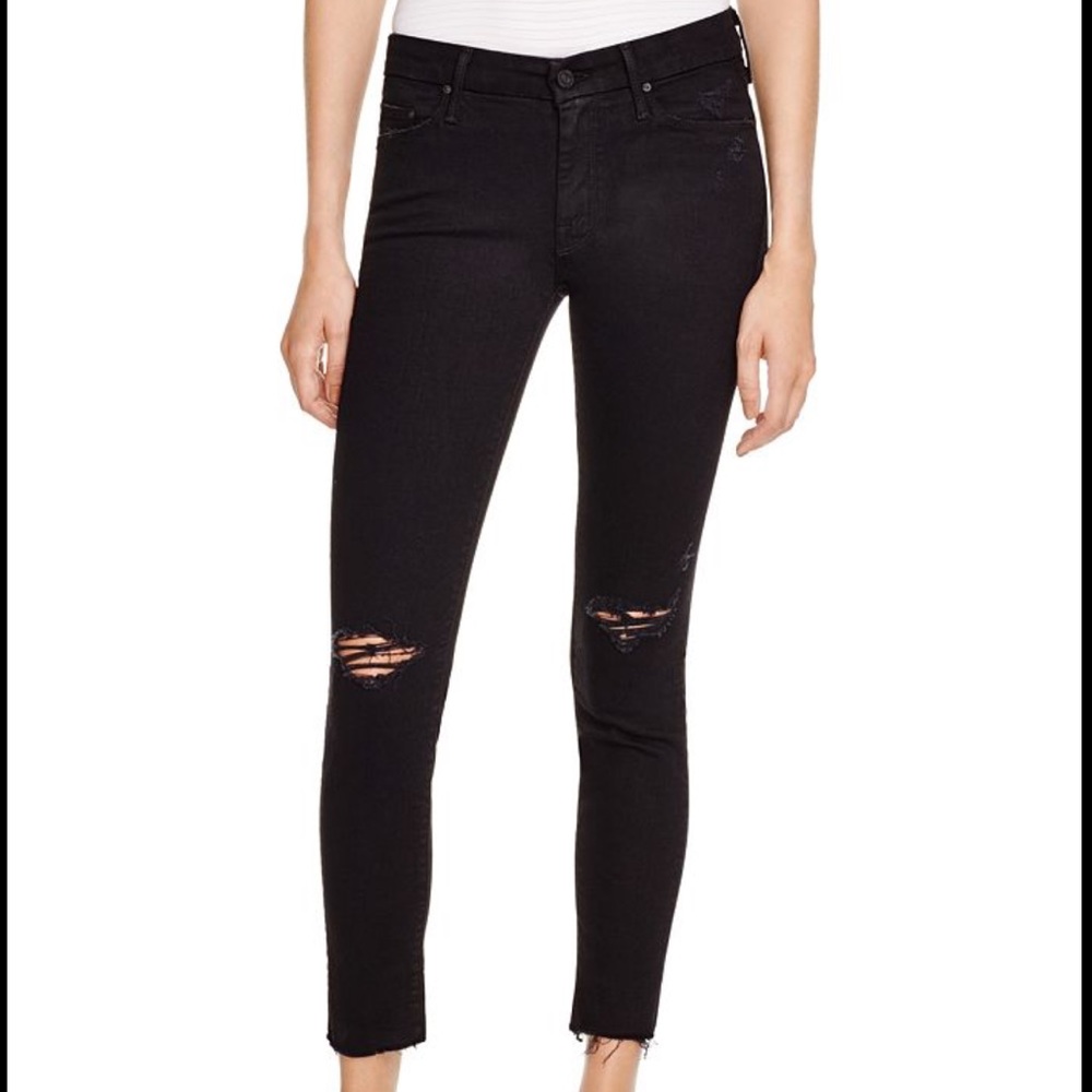 MOTHER The Looker Black Distressed Dashing and Dangerous Jeggings Size 26